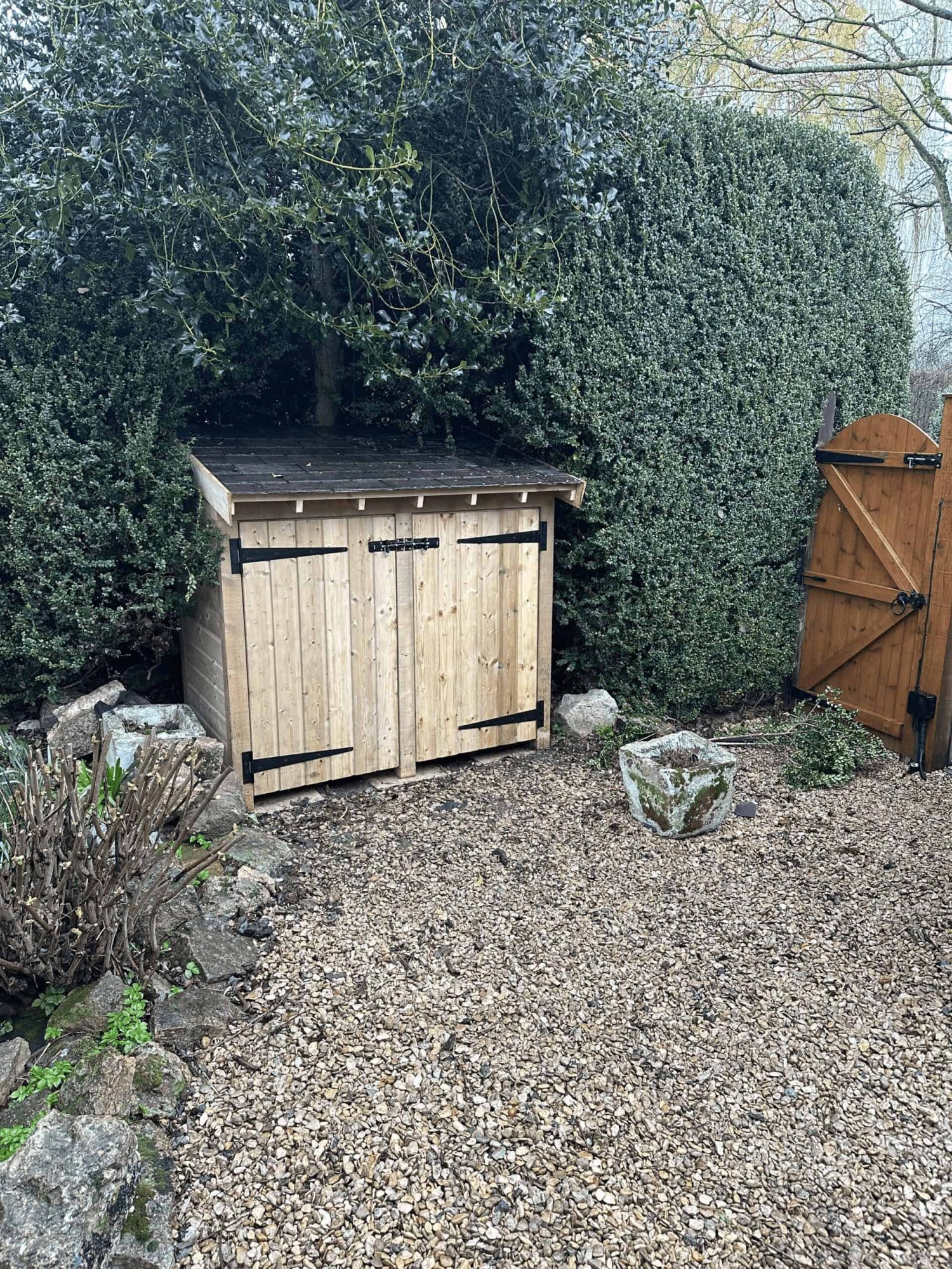 2 Bay Low Bin Store with Slate Roof